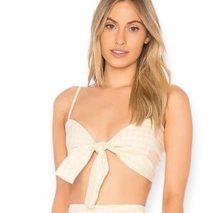 Yellow Gingham Faithfull the Brand Tie-Front Top